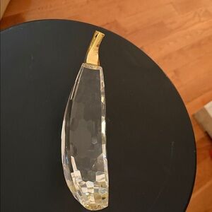 Faceted Crystal Banana Figurine with Gold Stem